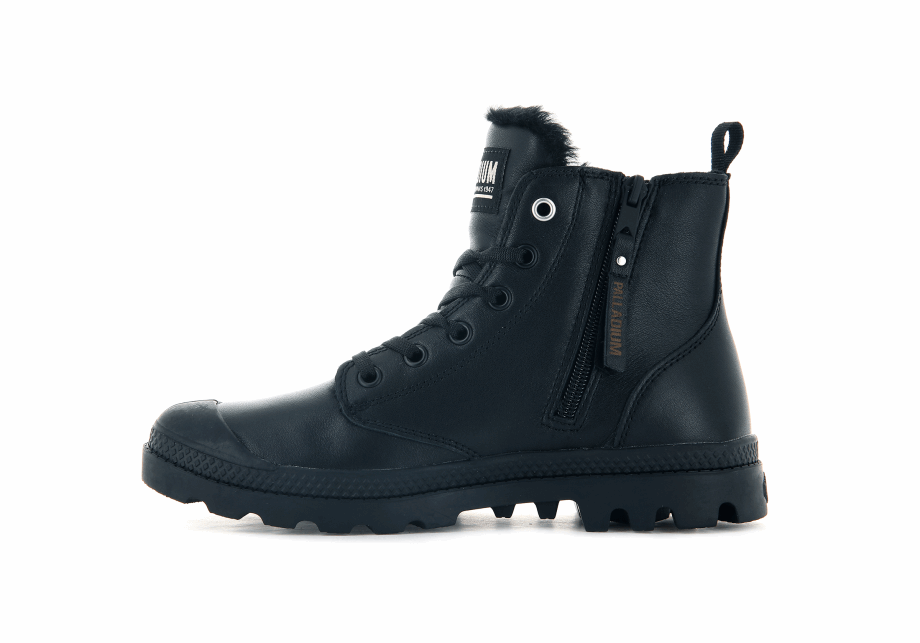 Palladium Pampa Hola Zip Cuero S Negro