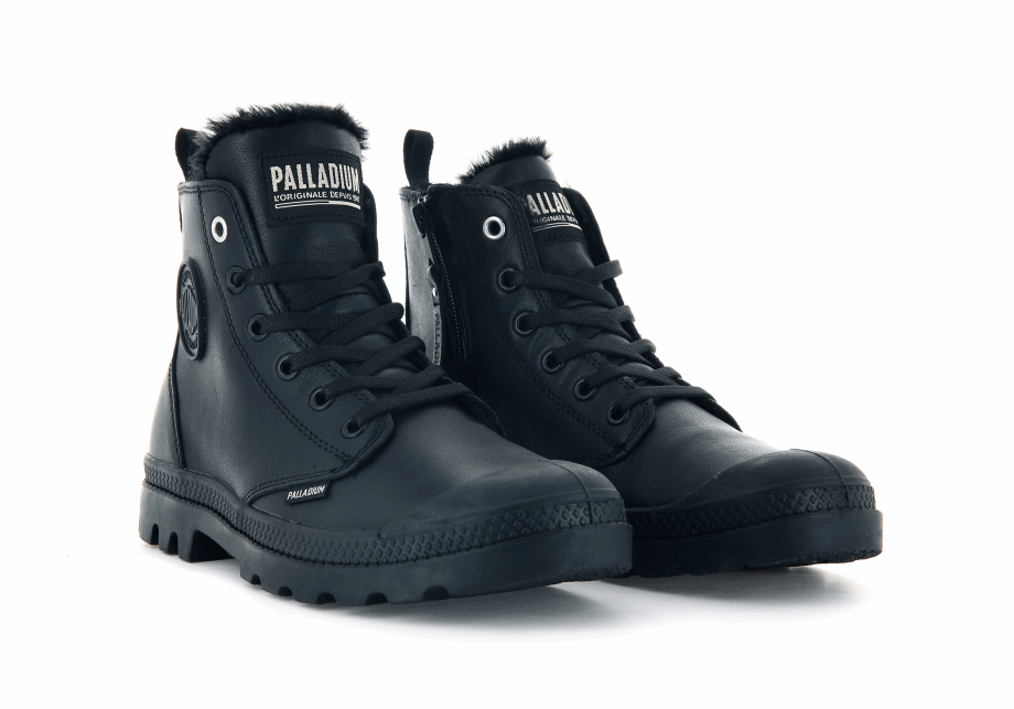 Palladium Pampa Hola Zip Cuero S Negro