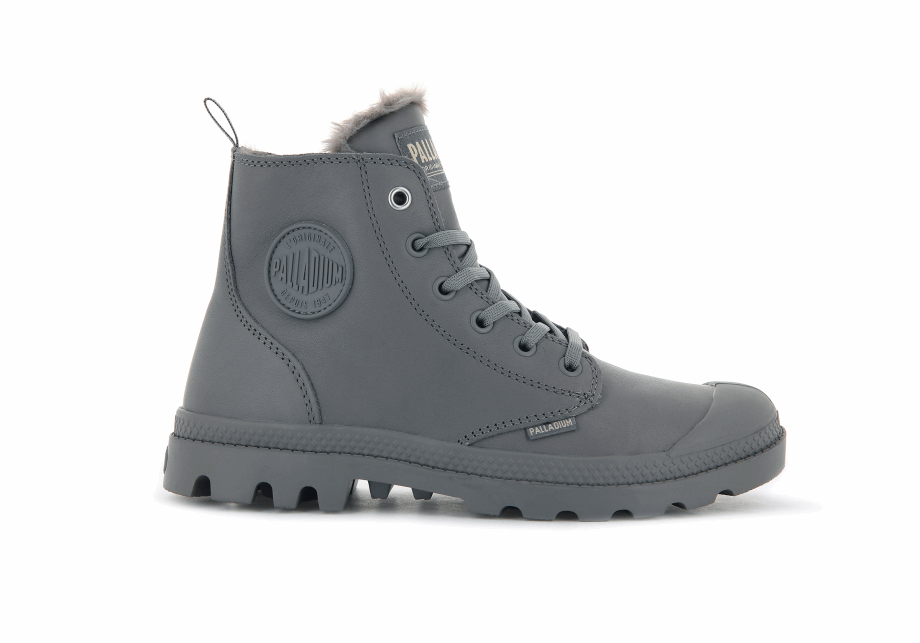Palladium Pampa Hola Zip Cuero S Gris Franela