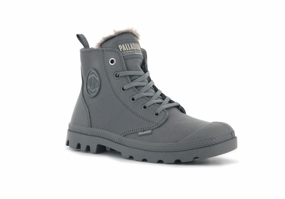 Palladium Pampa Hola Zip Cuero S Gris Franela