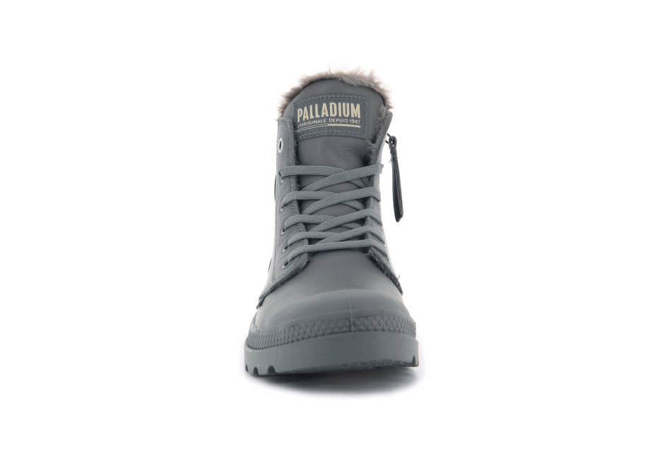 Palladium Pampa Hola Zip Cuero S Gris Franela