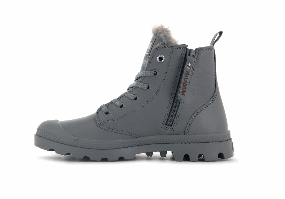 Palladium Pampa Hola Zip Cuero S Gris Franela